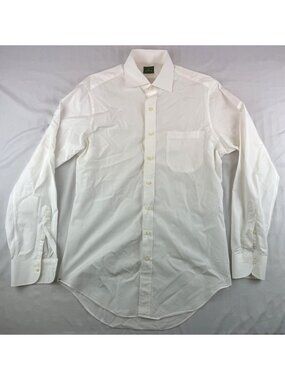 SID MASHBURN Button Up Long Sleeve 15/34 Dress Shirt White 100% Cotton